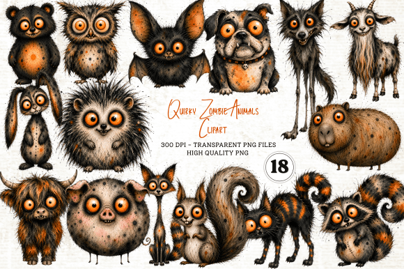 Download Quirky Zombie Animals Clipart - Zombie Collection