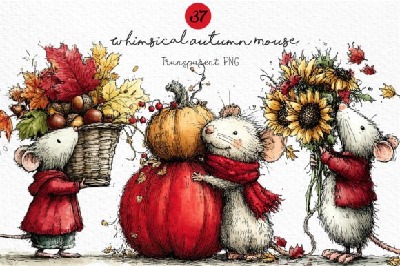 Download Whimsical Autumn Mouse Clipart PNG - Premium Bundle