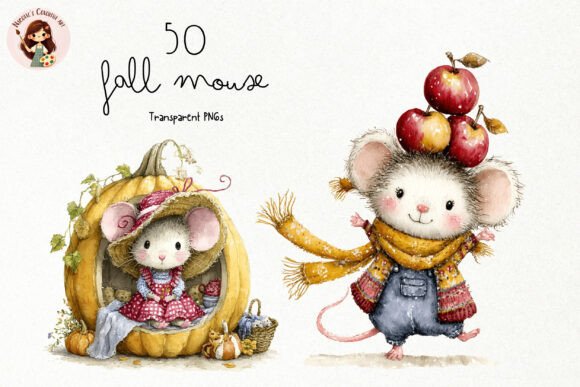 Download Cute Storybook Fall Mouse PNG Clipart - Premium Bundle